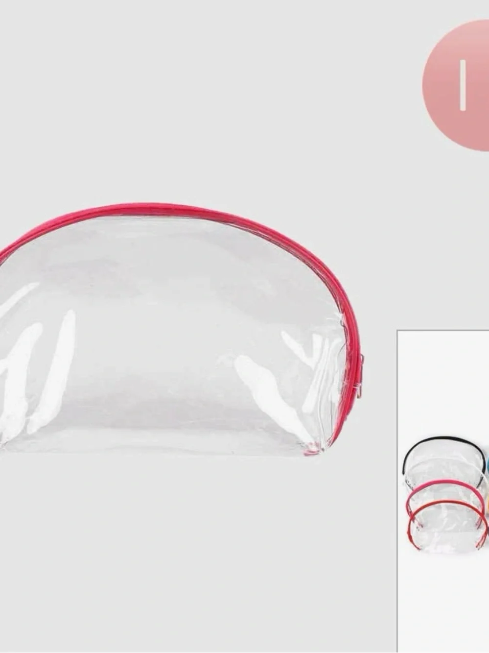 Clear PVC Cosmetic Bag with Color Trim - Multi-Color Set